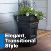 Step2 Atherton Square Planter, Large Planters for Outdoor Plants, Gardening and Flower Pot for Patio or Porch, Efficient Drainage, Durable Plastic, Classic White(Onyx Black)