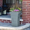 Step2 Atherton Square Planter, Large Planters for Outdoor Plants, Gardening and Flower Pot for Patio or Porch, Efficient Drainage, Durable Plastic, Onyx Black, 2-Pack(Sage Gray)