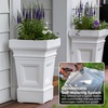 Step2 Atherton Square Planter, Large Planters for Outdoor Plants, Gardening and Flower Pot for Patio or Porch, Efficient Drainage, Durable Plastic, Onyx Black, 2-Pack(Classic White)