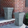 Step2 Atherton Square Planter, Large Planters for Outdoor Plants, Gardening and Flower Pot for Patio or Porch, Efficient Drainage, Durable Plastic, Onyx Black, 2-Pack(Sage Gray)