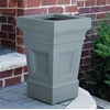 Step2 Atherton Square Planter, Large Planters for Outdoor Plants, Gardening and Flower Pot for Patio or Porch, Efficient Drainage, Durable Plastic, Onyx Black, 2-Pack(Sage Gray)