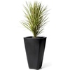 Step2 Bridgeview Tall Square Planter, Large Planters for Outdoor Plants, Gardening and Flower Pot for Patio or Porch, Efficient Drainage, Durable Plastic, Onyx Black, 2-Pack(Onyx Black)