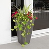 Step2 Bridgeview Tall Square Planter, Large Planters for Outdoor Plants, Gardening and Flower Pot for Patio or Porch, Efficient Drainage, Durable Plastic, Onyx Black, 2-Pack(Dark Cedar)