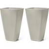 Step2 Bridgeview Tall Square Planter, Large Planters for Outdoor Plants, Gardening and Flower Pot for Patio or Porch, Efficient Drainage, Durable Plastic, Onyx Black, 2-Pack(Concrete)