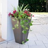 Step2 Bridgeview Tall Square Planter, Large Planters for Outdoor Plants, Gardening and Flower Pot for Patio or Porch, Efficient Drainage, Durable Plastic, Onyx Black, 2-Pack(Dark Cedar)