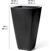 Step2 Bridgeview Tall Square Planter, Large Planters for Outdoor Plants, Gardening and Flower Pot for Patio or Porch, Efficient Drainage, Durable Plastic, Onyx Black, 2-Pack(Onyx Black)