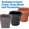 Step2 Claremont Tall Round Planter, Large Planters for Outdoor Plants, Gardening and Flower Pot for Patio or Porch, Efficient Drainage, Durable Plastic, Dark Cedar, 2-Pack(Dark Cedar)