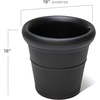 Step2 Claremont Tall Round Planter, Large Planters for Outdoor Plants, Gardening and Flower Pot for Patio or Porch, Efficient Drainage, Durable Plastic, Dark Cedar, 2-Pack(Onyx Black)