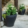 Step2 Fernway Round Planter, Large Planters for Outdoor Plants, Gardening and Flower Pot for Patio or Porch, Efficient Drainage, Durable Plastic, Onyx Black, 2-Pack(Onyx Black)
