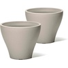 Step2 Fernway Round Planter, Large Planters for Outdoor Plants, Gardening and Flower Pot for Patio or Porch, Efficient Drainage, Durable Plastic, Onyx Black, 2-Pack(Concrete)