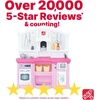 Step2 Fun with Friends Kids Kitchen Playset, Indoor/Outdoor Kitchenette with Lights & Sounds, Durable Plastic, 25-Piece Toy Accessories, Toddlers 2+ Years, Gray(Pink)