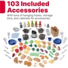 Step2 Grand Walk-In Kitchen & Grill Kids Playset, Indoor/Outdoor Kitchenette, Interactive Play with Lights and Sounds, Durable Plastic, 103 Piece Toy Accessories, Toddlers 2+ Years Old, Brown/Tan(Brown & Tan)