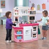 Step2 Great Gourmet Kids Kitchen Playset, Indoor/Outdoor Kitchenette, Interactive Play with Lights and Sounds, Made of Durable Plastic, Includes 33 Piece Toy Accessories, Toddlers 3+ Years Old, Tan(Pink)