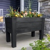 Step2 Lakewood Raised Planter Box™, Large Planter for Outdoor Plants, Gardening and Flower Pot for Patio or Porch, Easy Drainage, Durable Plastic, Black(Black)