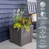 Step2 Lakewood Square Planter, Large Planters for Outdoor Plants, Gardening and Flower Pot for Patio or Porch, Efficient Drainage, Durable Plastic, Sage Gray, 2-Pack(Dark Cedar)