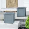 Step2 Lakewood Square Planter, Large Planters for Outdoor Plants, Gardening and Flower Pot for Patio or Porch, Efficient Drainage, Durable Plastic, Sage Gray, 2-Pack(Sage Gray)