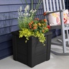 Step2 Lakewood Square Planter, Large Planters for Outdoor Plants, Gardening and Flower Pot for Patio or Porch, Efficient Drainage, Durable Plastic, Sage Gray, 2-Pack(Black)