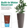 Step2 Tremont Tall Round Tapered Planter, 28″ Tall 2-Pack, Indoor/Outdoor Plants, Efficient Drainage, Durable Resin, Concrete(Dark Cedar)