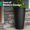 Step2 Tremont Tall Round Tapered Planter, 28″ Tall 2-Pack, Indoor/Outdoor Plants, Efficient Drainage, Durable Resin, Concrete(Onyx Black)