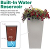 Step2 Tremont Tall Square Planter Pot, Large Outside All-Season All-Weather Gardening Pot for Patio and Front Porch, Concrete, 2-Pack(Concrete)