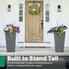 Step2 Tremont Tall Square Planter Pot, Large Outside All-Season All-Weather Gardening Pot for Patio and Front Porch, Concrete, 2-Pack(Dark Cedar)