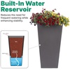 Step2 Tremont Tall Square Planter Pot, Large Outside All-Season All-Weather Gardening Pot for Patio and Front Porch, Concrete, 2-Pack(Dark Cedar)