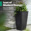 Step2 Tremont Tall Square Planter Pot, Large Outside All-Season All-Weather Gardening Pot for Patio and Front Porch, Concrete, 2-Pack(Onyx Black)