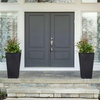 Step2 Tremont Tall Square Planter Pot, Large Outside All-Season All-Weather Gardening Pot for Patio and Front Porch, Concrete, 2-Pack(Onyx Black)