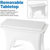 Step2 Vero Side Table with Serving Tray, Outdoor/Indoor Waterproof Patio Furniture, Use in Pools Up to 9″ Water or Poolside Ledge, Made of Durable Plastic, Integrated Weight System, White(Entertaining Table)