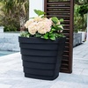 Step2 Wave 20×24 Planter, Large Planters for Outdoor Plants, Gardening and Flower Pot for Patio or Porch, Efficient Drainage, Durable Plastic, White, 2-Pack(Black)