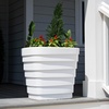 Step2 Wave 20×24 Planter, Large Planters for Outdoor Plants, Gardening and Flower Pot for Patio or Porch, Efficient Drainage, Durable Plastic, White, 2-Pack(White)