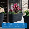 Step2 Wave Trough Planter, Large Planters for Outdoor Plants, Gardening and Flower Pot for Patio or Porch, Efficient Drainage, Durable Plastic, Black, 2-Pack(Black)