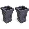 Step2 Atherton Square Planter, Large Planters for Outdoor Plants, Gardening and Flower Pot for Patio or Porch, Efficient Drainage, Durable Plastic, Onyx Black, 2-Pack(Onyx Black)