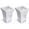 Step2 Atherton Square Planter, Large Planters for Outdoor Plants, Gardening and Flower Pot for Patio or Porch, Efficient Drainage, Durable Plastic, Onyx Black, 2-Pack(Classic White)