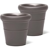 Step2 Claremont Tall Round Planter, Large Planters for Outdoor Plants, Gardening and Flower Pot for Patio or Porch, Efficient Drainage, Durable Plastic, Dark Cedar, 2-Pack(Dark Cedar)