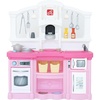 Step2 Fun with Friends Kids Kitchen Playset, Indoor/Outdoor Kitchenette with Lights & Sounds, Durable Plastic, 25-Piece Toy Accessories, Toddlers 2+ Years, Gray(Pink)