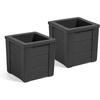 Step2 Lakewood Square Planter, Large Planters for Outdoor Plants, Gardening and Flower Pot for Patio or Porch, Efficient Drainage, Durable Plastic, Sage Gray, 2-Pack(Black)