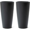 Step2 Tremont Tall Round Tapered Planter, 28″ Tall 2-Pack, Indoor/Outdoor Plants, Efficient Drainage, Durable Resin, Concrete(Onyx Black)