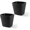 Step2 Wave 20×24 Planter, Large Planters for Outdoor Plants, Gardening and Flower Pot for Patio or Porch, Efficient Drainage, Durable Plastic, White, 2-Pack(Black)