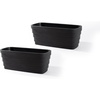 Step2 Wave Trough Planter, Large Planters for Outdoor Plants, Gardening and Flower Pot for Patio or Porch, Efficient Drainage, Durable Plastic, Black, 2-Pack(Black)