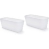 Step2 Wave Trough Planter, Large Planters for Outdoor Plants, Gardening and Flower Pot for Patio or Porch, Efficient Drainage, Durable Plastic, Black, 2-Pack(White)