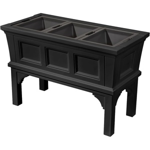 Step2 Atherton Raised Planter Box, Large Planters for Outdoor Plants, Gardening and Flower Pot for Patio or Porch, Easy Drainage, Durable Plastic, Onyx Black(Onyx Black)