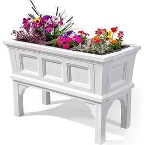 Step2 Atherton Raised Planter Box, Large Planters for Outdoor Plants, Gardening and Flower Pot for Patio or Porch, Easy Drainage, Durable Plastic, Onyx Black(Classic White)