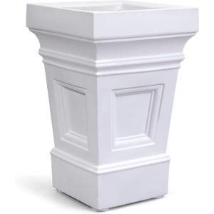 Step2 Atherton Square Planter, Large Planters for Outdoor Plants, Gardening and Flower Pot for Patio or Porch, Efficient Drainage, Durable Plastic, Classic White(Classic White)