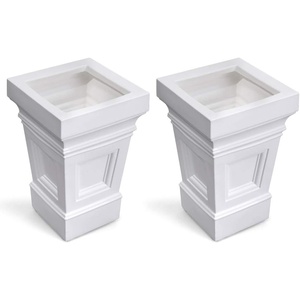 Step2 Atherton Square Planter, Large Planters for Outdoor Plants, Gardening and Flower Pot for Patio or Porch, Efficient Drainage, Durable Plastic, Onyx Black, 2-Pack(Classic White)