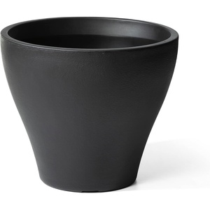 Step2 Fernway Round Planter, Large Planters for Outdoor Plants, Gardening and Flower Pot for Patio or Porch, Efficient Drainage, Durable Plastic, Onyx Black, 2-Pack(Onyx Black)