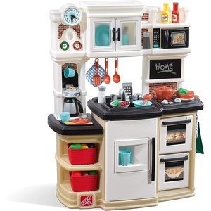 Step2 Great Gourmet Kids Kitchen Playset, Indoor/Outdoor Kitchenette, Interactive Play with Lights and Sounds, Made of Durable Plastic, Includes 33 Piece Toy Accessories, Toddlers 3+ Years Old, Tan(Tan)
