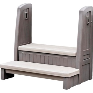 Step2 Hot Tub Storage Steps with Handrails, 2-Step Stool, Waterproof Stairs for Outdoor/Indoor Pool or Jacuzzi, Made of Durable Plastic, Dark Cedar(Dark Cedar)