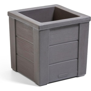 Step2 Lakewood Square Planter, Large Planters for Outdoor Plants, Gardening and Flower Pot for Patio or Porch, Efficient Drainage, Durable Plastic, Sage Gray, 2-Pack(Dark Cedar)