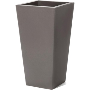 Step2 Tremont Tall Square Planter Pot, Large Outside All-Season All-Weather Gardening Pot for Patio and Front Porch, Concrete, 2-Pack(Dark Cedar)